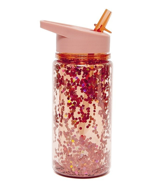 Vattenflaska, peach glitter - 300 ml