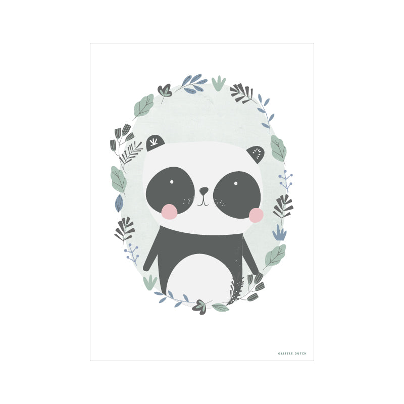 Affisch A3, Panda, Mint/Vit